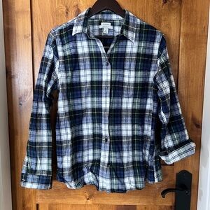 L.L.Bean Plaid Relaxed Fit Shirt - Navy, Green & Yellow